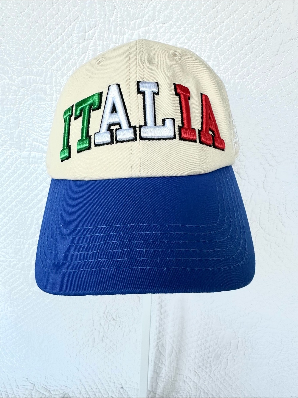 Italia Baseball Cap - Cream & Blue